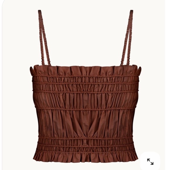 ANNA OCTOBER Margarita Smocked Button-Front Top – Size Small - Picture 2 of 11